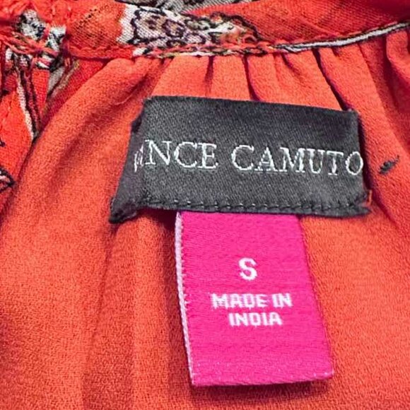 Vince Camuto Reddish-Orange Floral Sleeveless Top - Picture 4 of 6